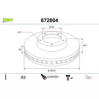 VALEO 672804 - Disque de frein arrière