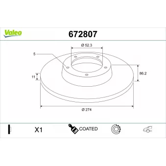 VALEO 672807 - Disque de frein arrière