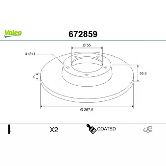 Jeu de 2 disques de frein arrière VALEO OEM 4243102070