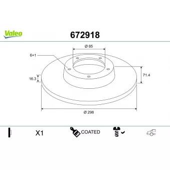 VALEO 672918 - Disque de frein arrière