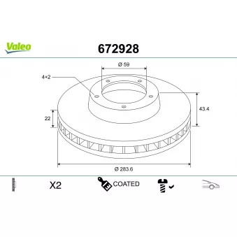 VALEO 672928 - Disque de frein arrière