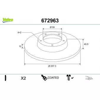 VALEO 672963 - Disque de frein arrière
