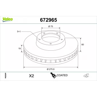 VALEO 672965 - Disque de frein arrière