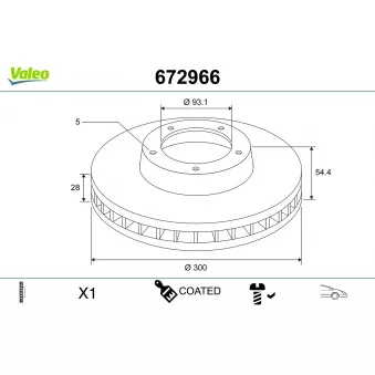 VALEO 672966 - Disque de frein arrière