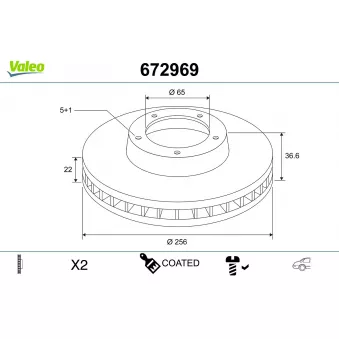 VALEO 672969 - Disque de frein arrière