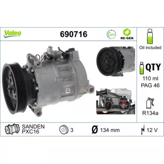 Compresseur, climatisation VALEO OEM 36011354
