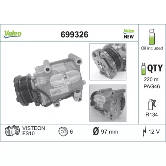 Compresseur, climatisation VALEO 699326