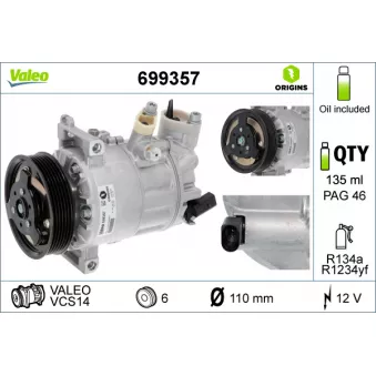 Compresseur, climatisation VALEO 699357