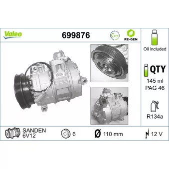 Compresseur, climatisation VALEO OEM 8d0260805rx