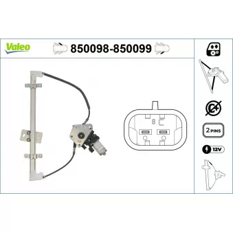 Lève-vitre VALEO 850098 pour AUDI A4 1.8 16V XR3i - 105cv