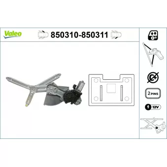 Lève-vitre VALEO 850310 pour PEUGEOT 205 1.9 Diesel - 64cv