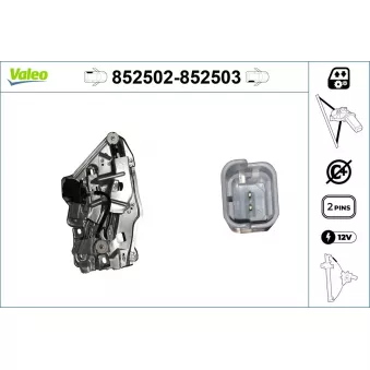 Lève-vitre arrière gauche VALEO 852502 pour PEUGEOT 206 2.0 S16 - 136cv