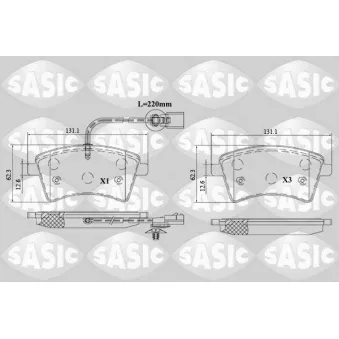 Jeu de 4 plaquettes de frein avant SASIC OEM 410605649R
