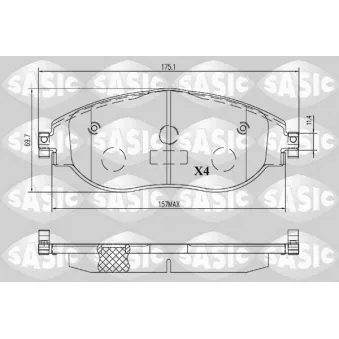 Jeu de 4 plaquettes de frein avant SASIC OEM 3Q0698151C