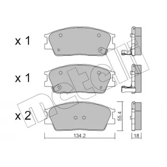 Jeu de 4 plaquettes de frein avant METELLI OEM 58101BWA00