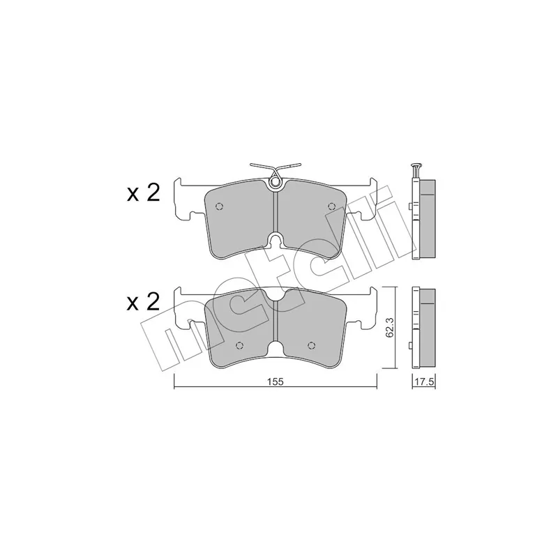 Jeu de 4 plaquettes de frein arrière METELLI 22-1389-0 - Visuel 1