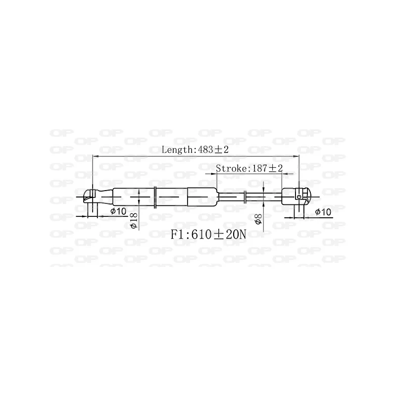 Vérin de hayon, de coffre OPEN PARTS GSR6551.00 - Visuel 1
