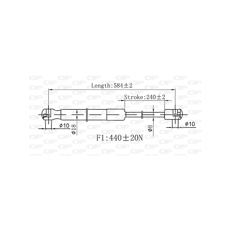 Vérin de hayon, de coffre OPEN PARTS GSR6582.00 - Visuel 1