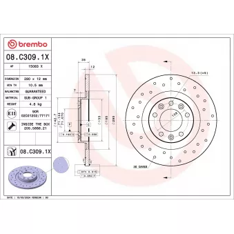 Disque de frein arrière BREMBO OEM 1687772680