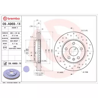 Disque de frein arrière BREMBO OEM 13579147