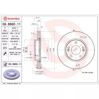Disque de frein arrière BREMBO OEM 517121M000