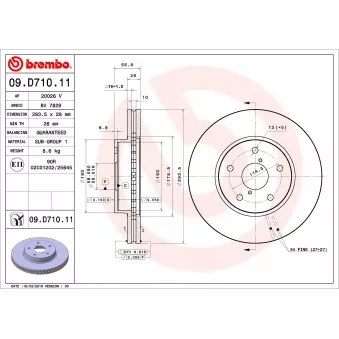Disque de frein arrière BREMBO OEM 26300AL000