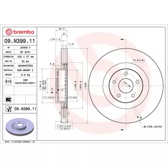 Jeu de 2 disques de frein avant BREMBO 09.N399.11