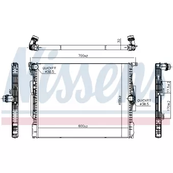 Radiateur, refroidissement du moteur NISSENS 607116 pour MERCEDES-BENZ CLASSE C 420 i xDrive - 163cv