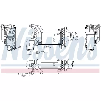 Intercooler, échangeur NISSENS 961455 pour MERCEDES-BENZ CLASSE C C 250 - 211cv