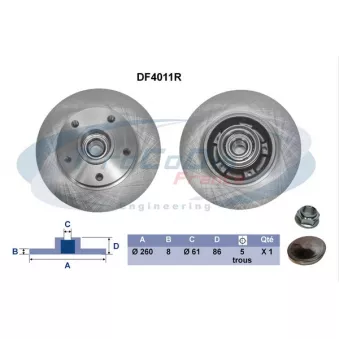 PROCODIS FRANCE DF4011R - Disque de frein arrière