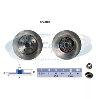 PROCODIS FRANCE DF4016R - Disque de frein arrière