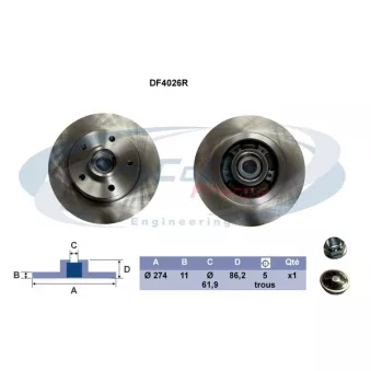 PROCODIS FRANCE DF4026R - Disque de frein arrière