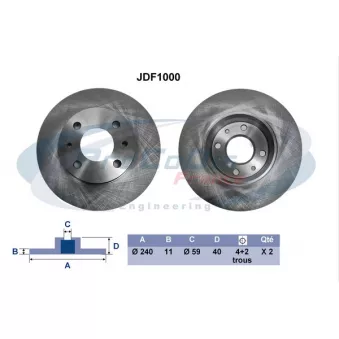 PROCODIS FRANCE JDF1000 - Disque de frein arrière