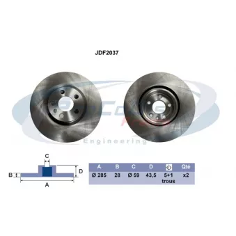 PROCODIS FRANCE JDF2037 - Disque de frein arrière