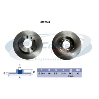 PROCODIS FRANCE JDF2040 - Disque de frein arrière
