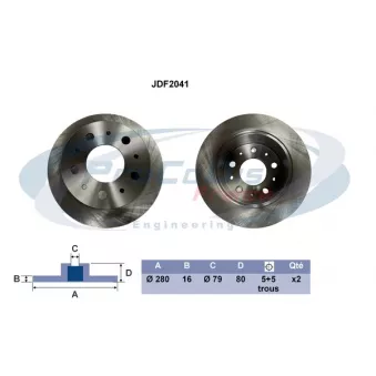PROCODIS FRANCE JDF2041 - Disque de frein arrière