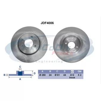 PROCODIS FRANCE JDF4006 - Disque de frein arrière