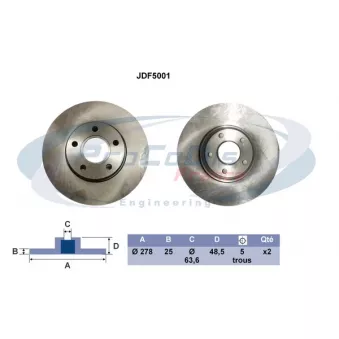 PROCODIS FRANCE JDF5001 - Disque de frein arrière