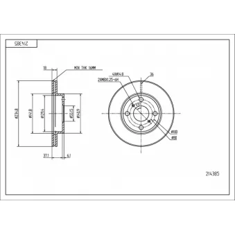 HART 214 385 - Disque de frein arrière