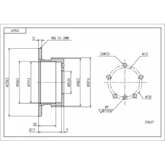 HART 215 627 - Disque de frein arrière