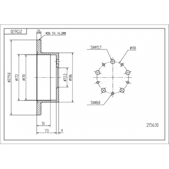 HART 215 630 - Disque de frein arrière