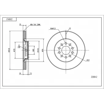 HART 220 842 - Disque de frein arrière