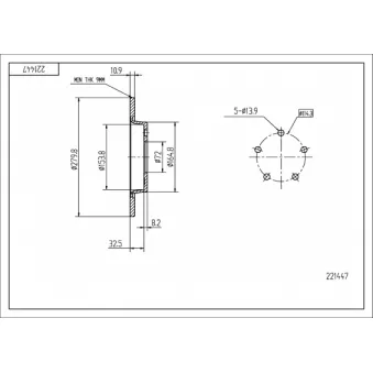 HART 221 447 - Disque de frein arrière