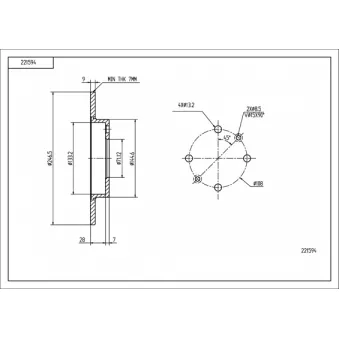 HART 221 594 - Disque de frein arrière