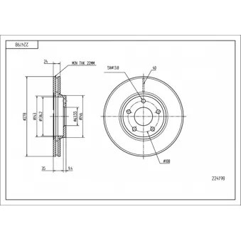 HART 224 198 - Disque de frein arrière