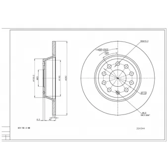 HART 224 344 - Disque de frein arrière