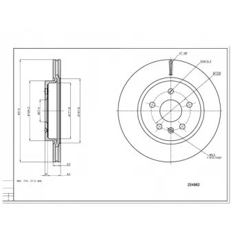 HART 224 882 - Disque de frein arrière