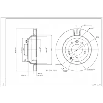 HART 229 075 - Disque de frein arrière