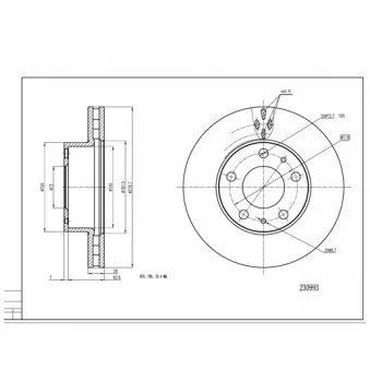 HART 230 993 - Disque de frein arrière
