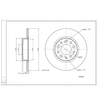 HART 232 223 - Disque de frein arrière